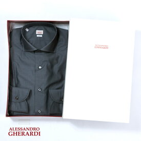 ALESSANDRO GHERARDI / アレッサンドロ ゲラルディ / カッタウェイ SLIM FIT ハンドメイド ドレスシャツ 細番手  グレーソリッドシャツ 5328-575