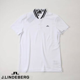 J.LINDEBERG GOLF（ジェイリンドバーグ ゴルフ）JLロゴ ベースボールカラー 半袖ポロシャツ TYSON REGULAR FIT  POLO ホワイト 071-28345-004